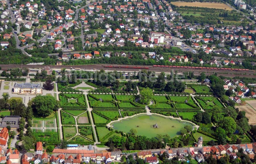 Luftaufnahme Würzburg - Hofgarten Schloss Veitshöchheim