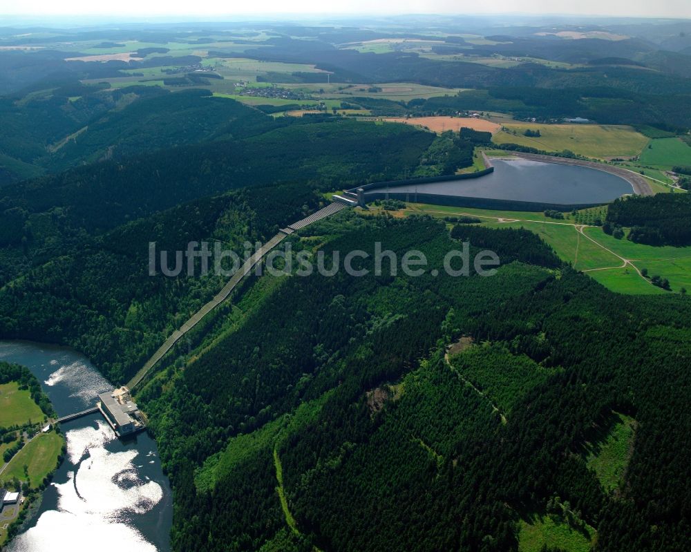 Hohenwarte aus der Vogelperspektive: Hohenwarte-Stausee in der Thüringer Ortschaft Hohenwarte im Landkreis Saalfeld-Rudolstadt