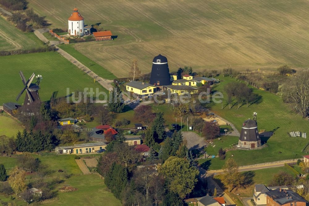 Luftaufnahme Woldegk - Holländerwindmühlen - Mühlenmuseum Woldegk im Bundesland Mecklenburg-Vorpommern