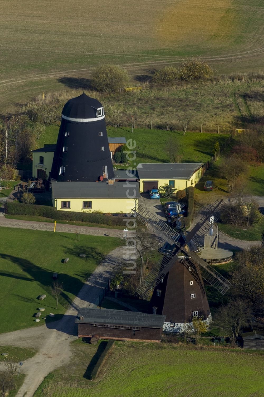 Luftbild Woldegk - Holländerwindmühlen - Mühlenmuseum Woldegk im Bundesland Mecklenburg-Vorpommern