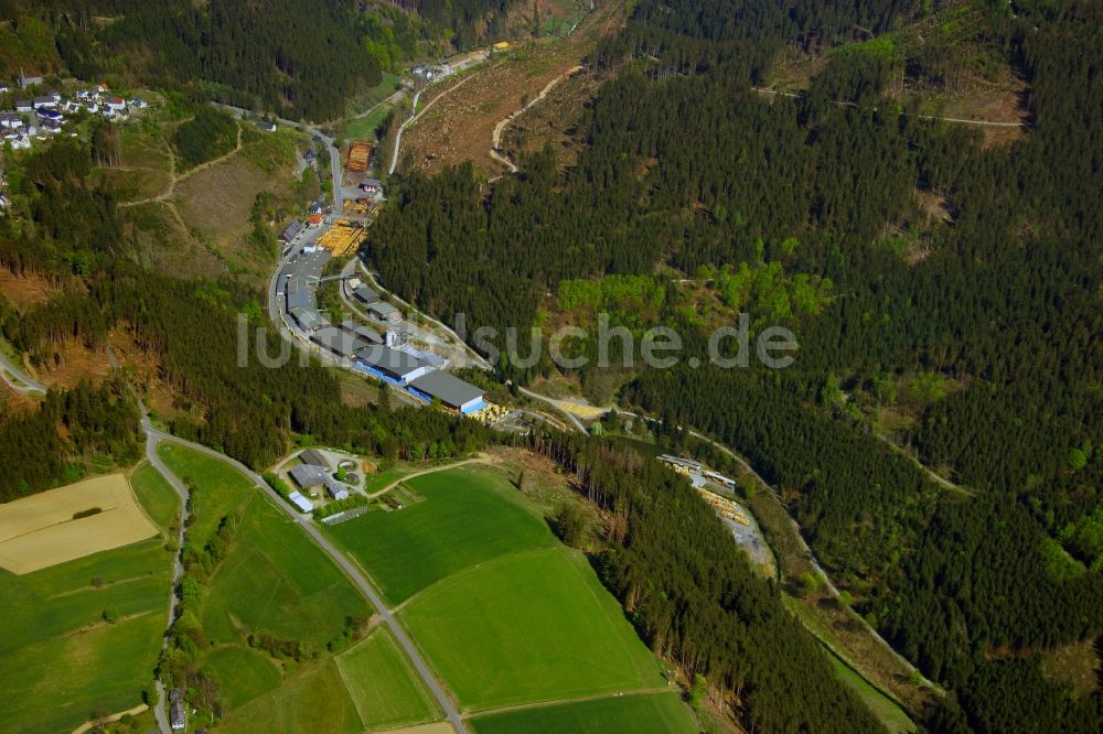 Schwarzenbach am Wald von oben - Holzwerke Heinrich Ströhla in Schwarzenbach am Wald im Bundesland Bayern, Deutschland