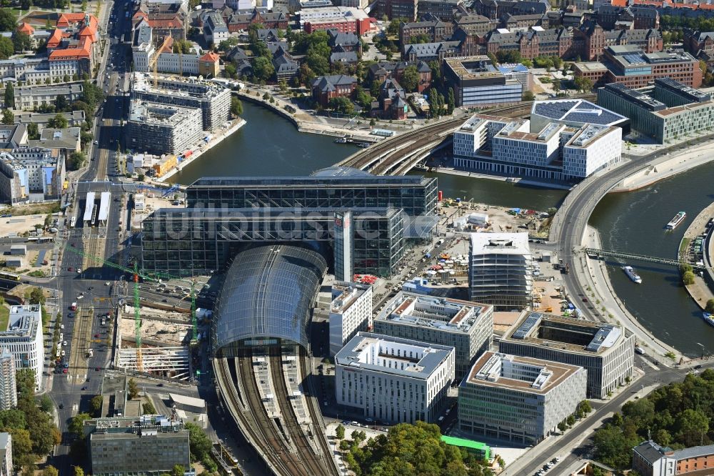 Luftbild Berlin - Hotel- Büro- und Geschäftshaus- Neubau - Projekte am Berliner Hauptbahnhof in Berlin Moabit