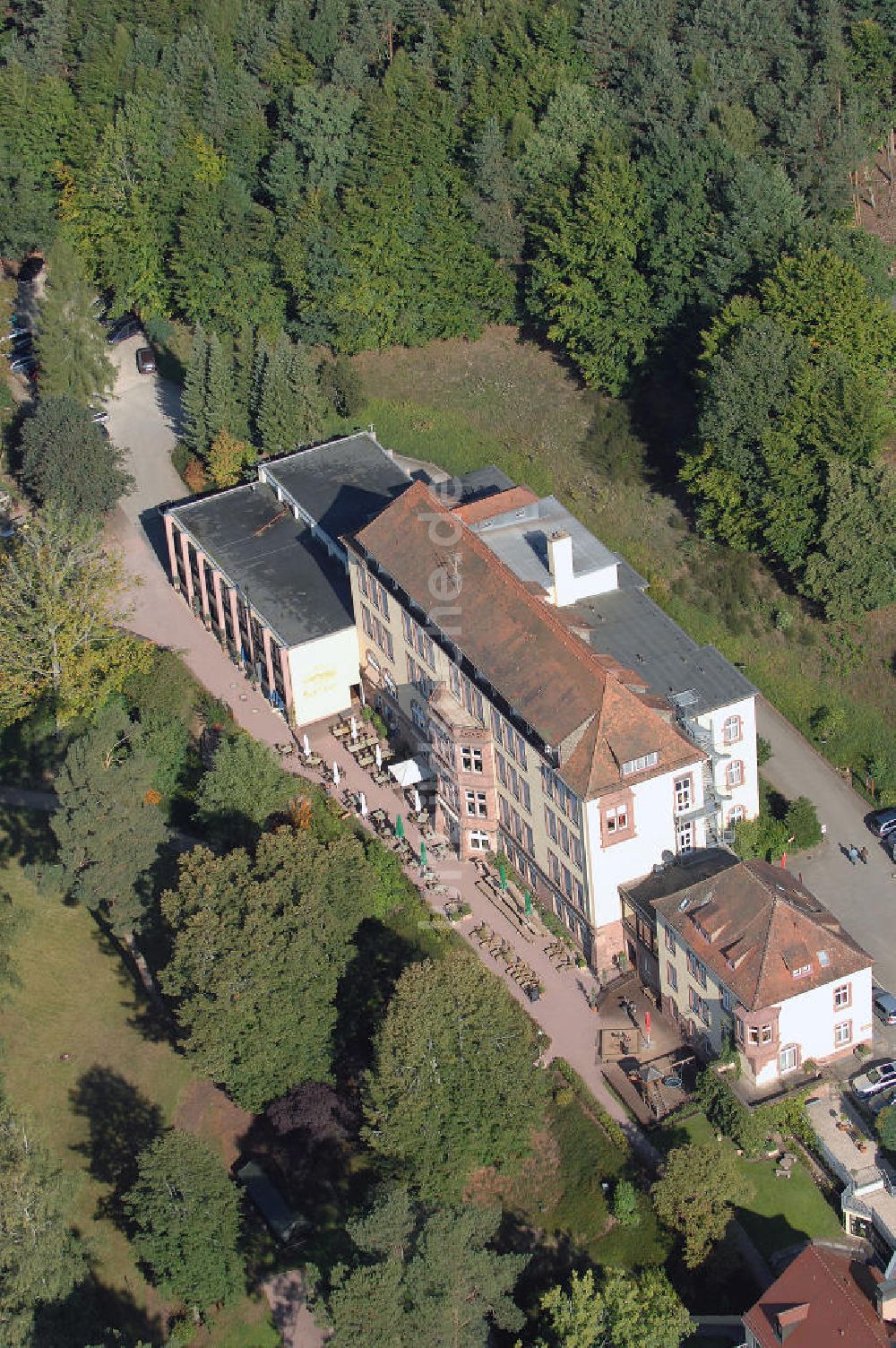 Lohr am Main von oben - Hotel Franziskushöhe in Lohr am Main Bayern