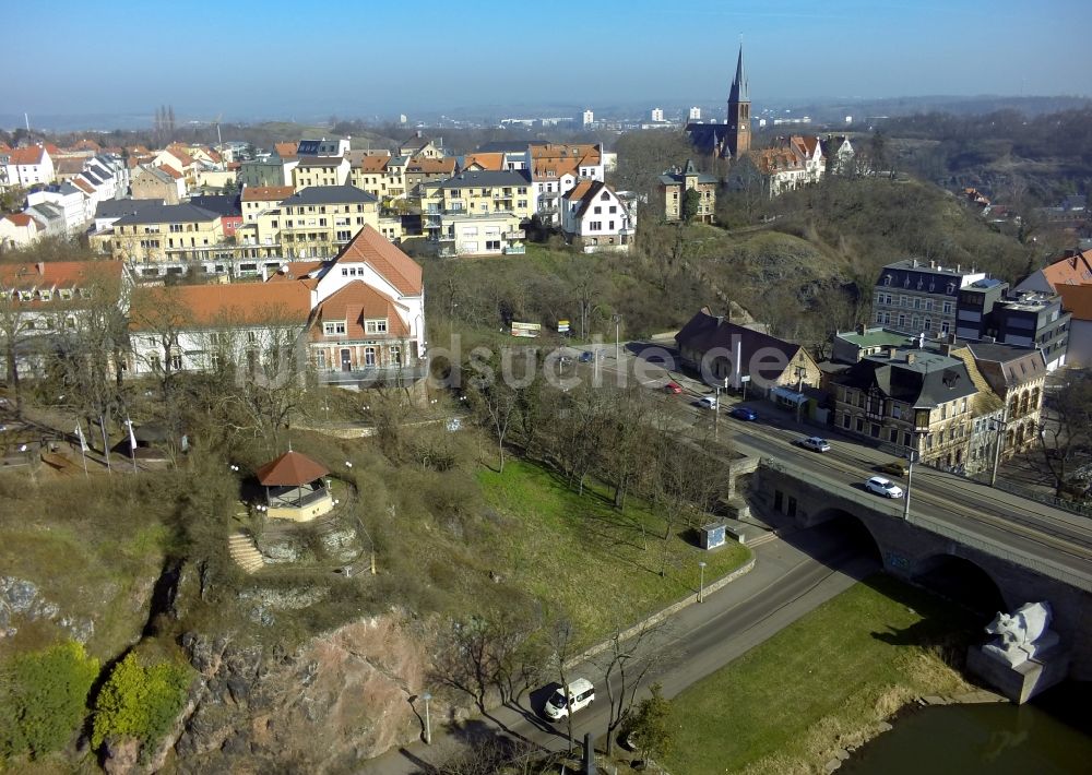 Luftbild Halle / Saale - Hotel und Gaststätte Bergschänke der Ufer der Saale im Stadtteil Kröllwitz in Halle (Saale) im Bundesland Sachsen-Anhalt