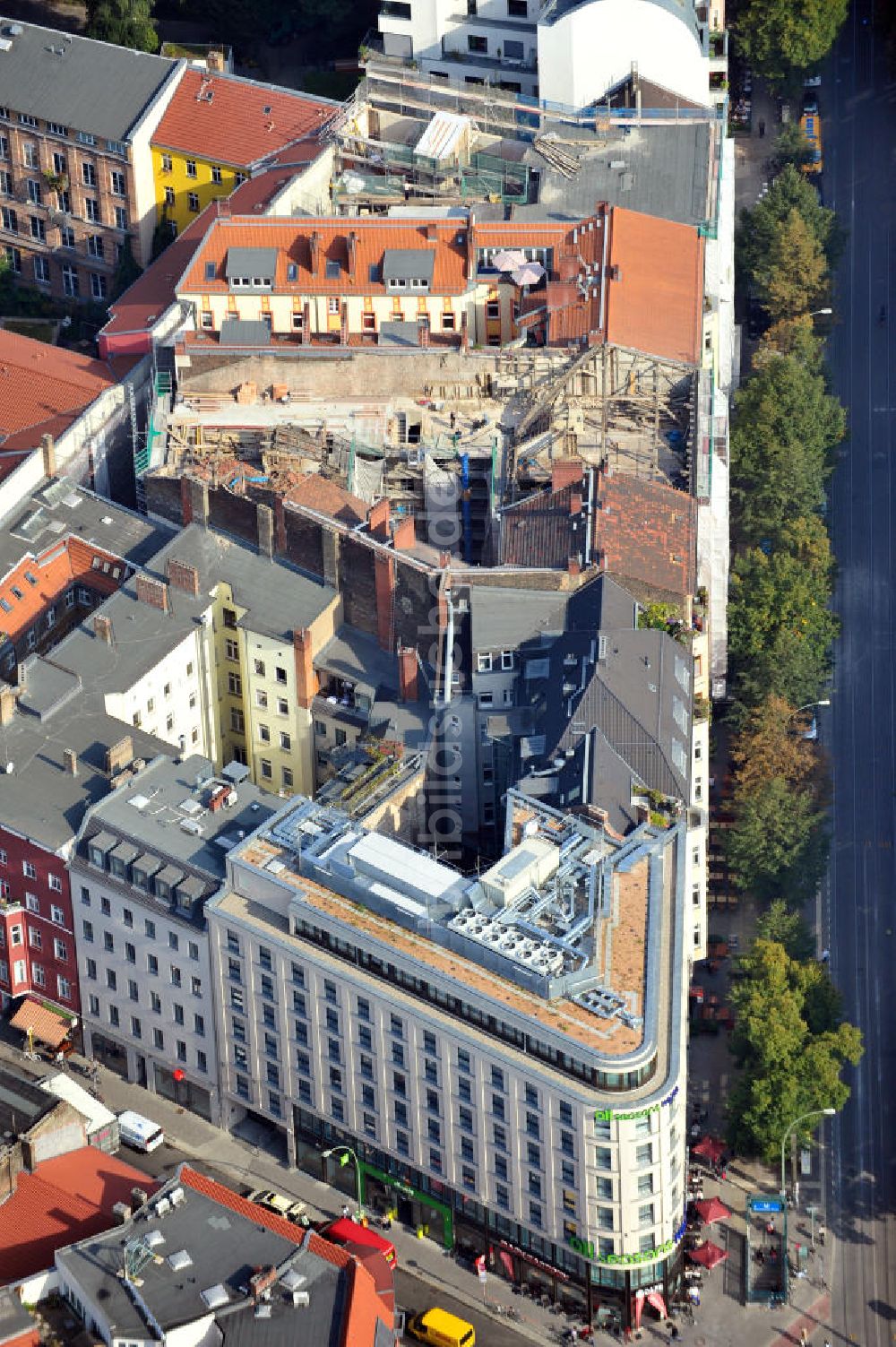 Luftaufnahme Berlin - Hotel-Neubau Rosenthaler Platz in Berlin-Mitte