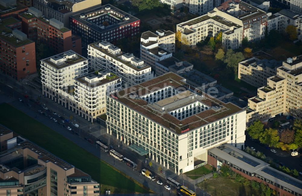 Luftbild Berlin OT Tiergarten - Hotel Scandic Potsdamer Platz im Ortsteil Tiergarten in Berlin