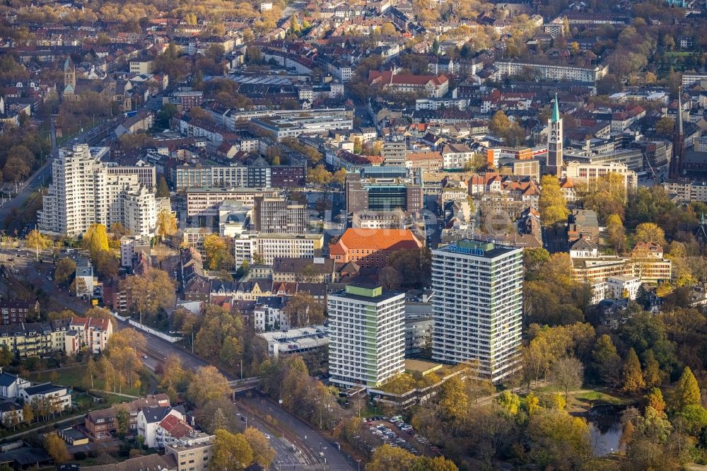 Luftaufnahme Gelsenkirchen - Hotelanlage Stadtgartenresidenz-Gelsenkirchen Maritim in Gelsenkirchen im Bundesland Nordrhein-Westfalen, Deutschland