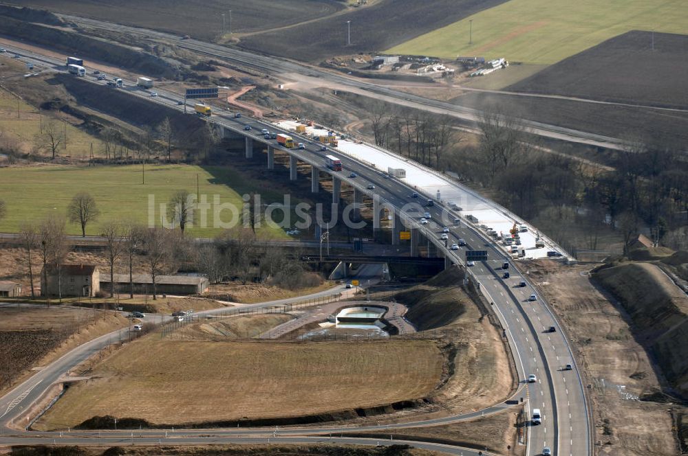 Sättelstädt aus der Vogelperspektive: Hörseltalbrücke der A4 bei Sättelstädt - Hörseltal bridge the A4 Sättelstädt