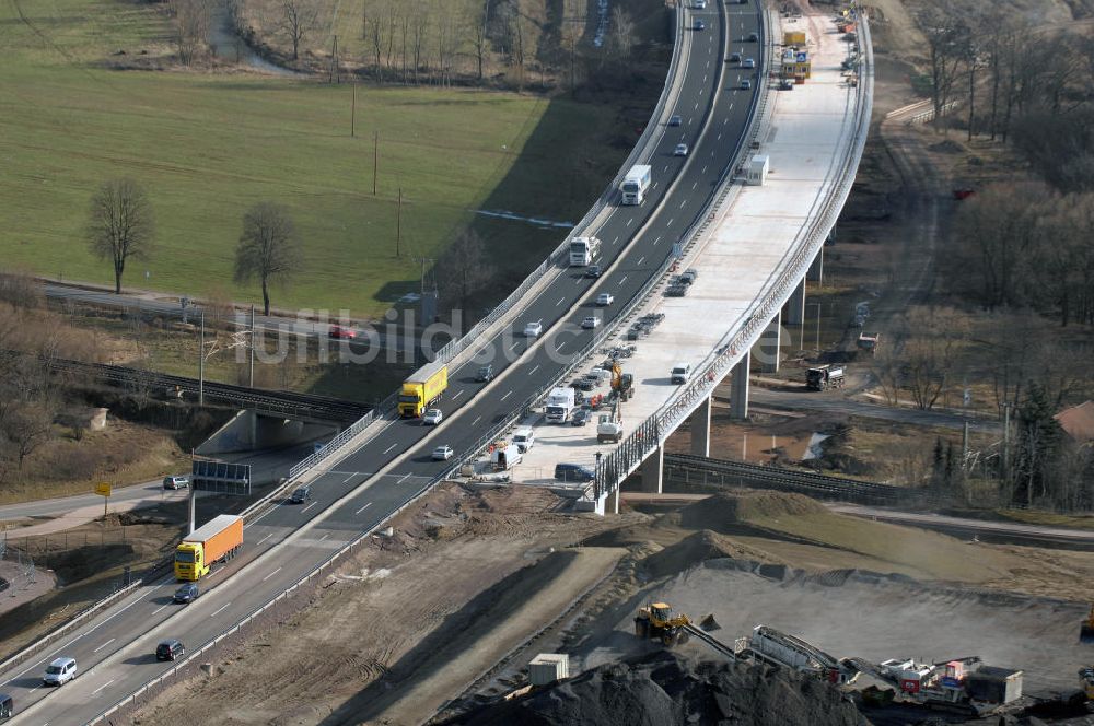 Luftaufnahme Sättelstädt - Hörseltalbrücke der A4 bei Sättelstädt - Hörseltal bridge the A4 Sättelstädt