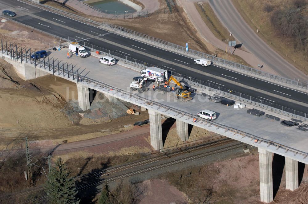 Sättelstädt von oben - Hörseltalbrücke der A4 bei Sättelstädt - Hörseltal bridge the A4 Sättelstädt