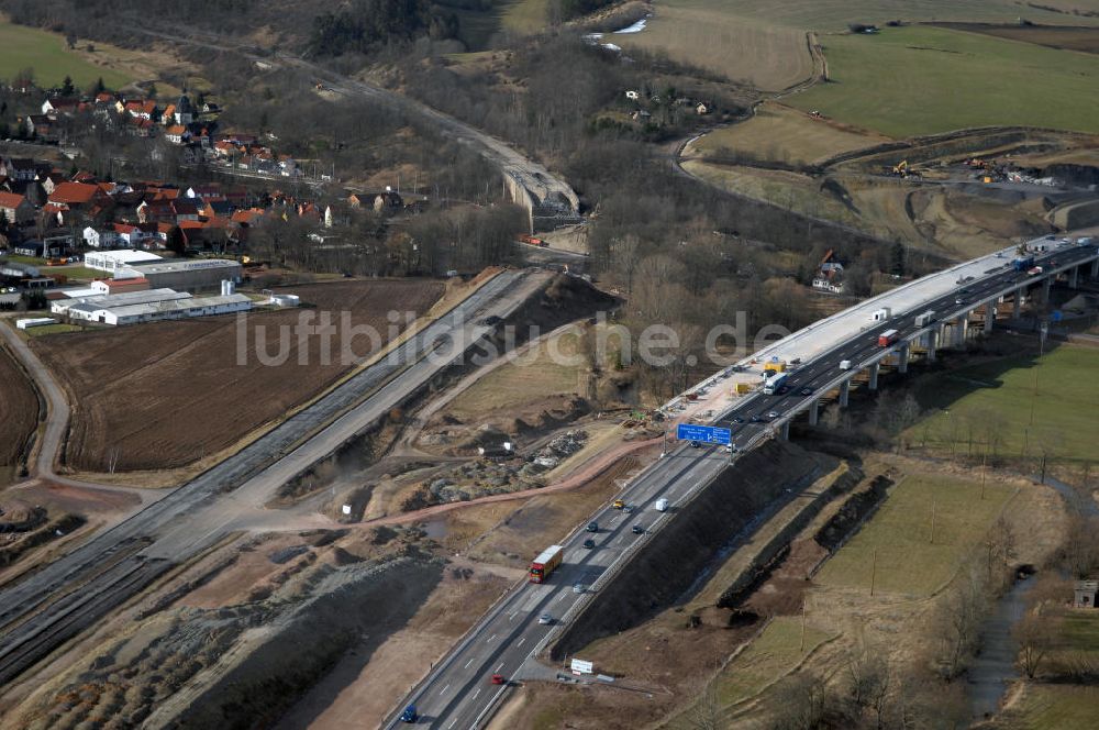 Sättelstädt aus der Vogelperspektive: Hörseltalbrücke der A4 bei Sättelstädt - Hörseltal bridge the A4 Sättelstädt