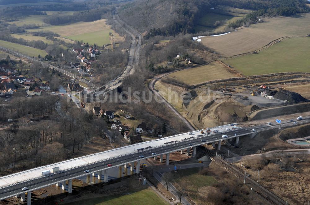 Sättelstädt von oben - Hörseltalbrücke der A4 bei Sättelstädt - Hörseltal bridge the A4 Sättelstädt