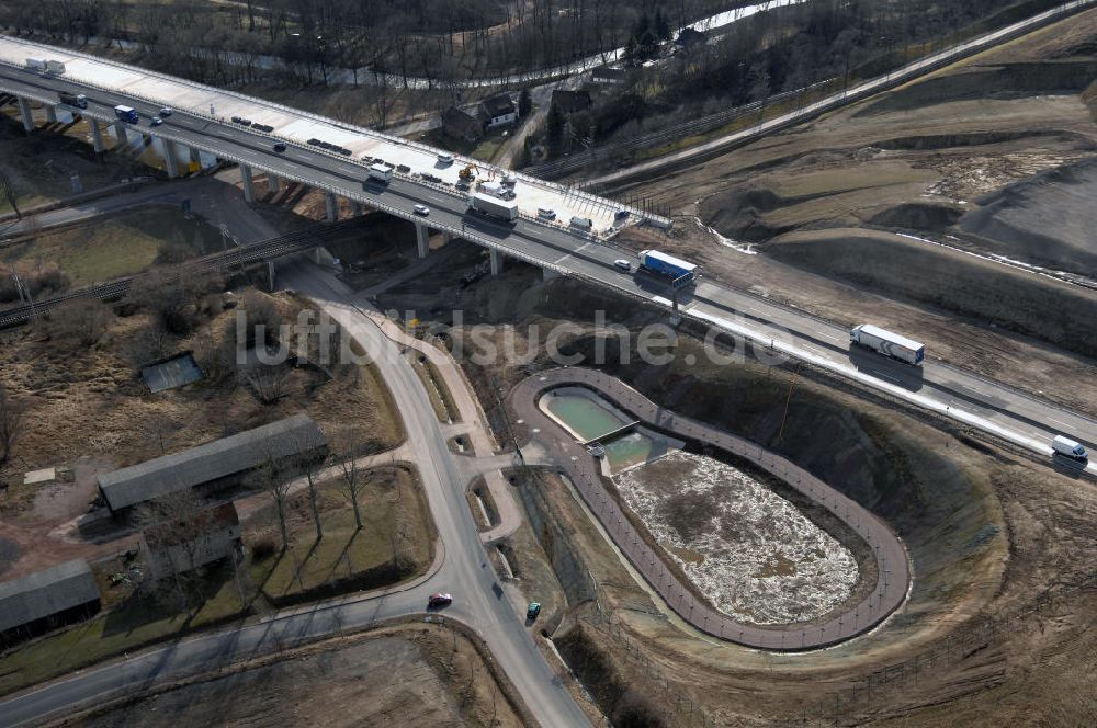 Sättelstädt von oben - Hörseltalbrücke der A4 bei Sättelstädt - Hörseltal bridge the A4 Sättelstädt