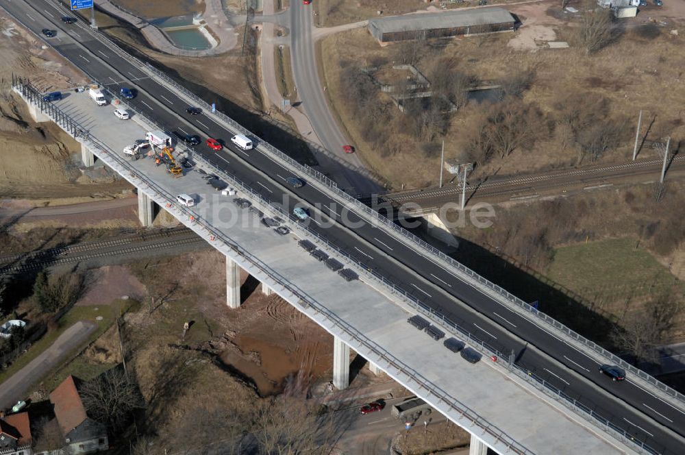 Sättelstädt aus der Vogelperspektive: Hörseltalbrücke der A4 bei Sättelstädt - Hörseltal bridge the A4 Sättelstädt