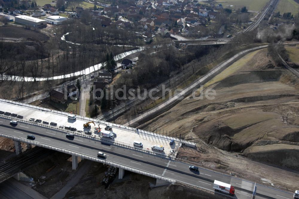 Sättelstädt aus der Vogelperspektive: Hörseltalbrücke der A4 bei Sättelstädt - Hörseltal bridge the A4 Sättelstädt