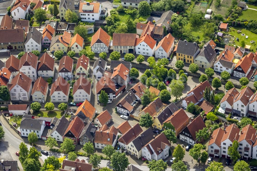 Luftaufnahme Werl - Häuserzeile Neuergraben Kisastraße in Werl im Bundesland Nordrhein-Westfalen