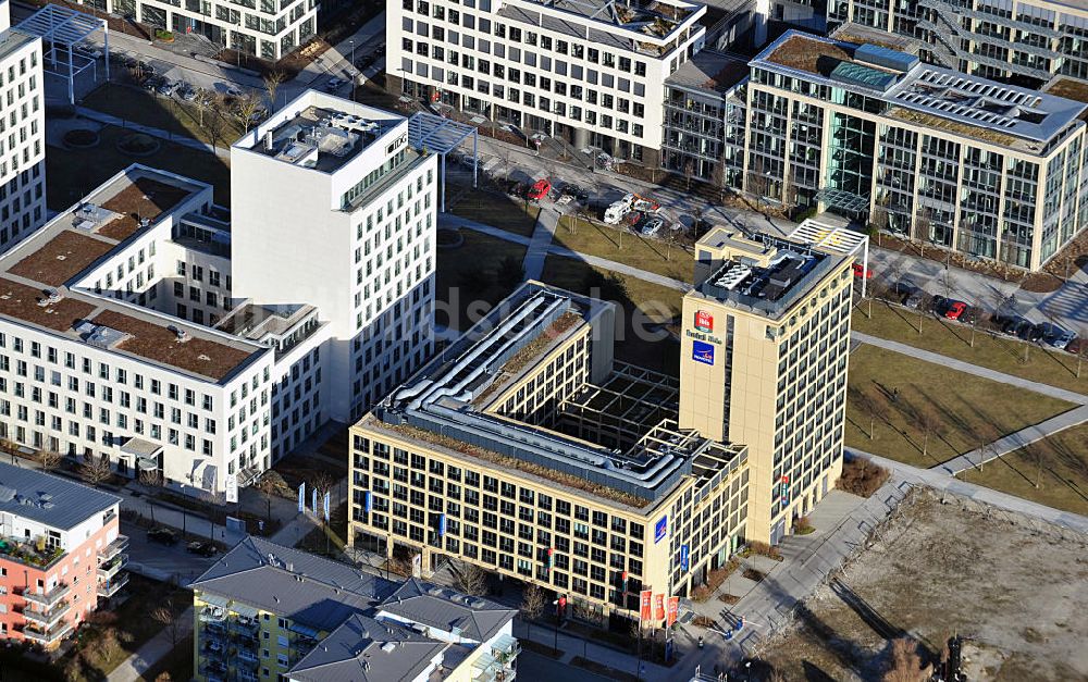 Luftbild München Schwabing - Ibis / Novotel Hotel in der Parkstadt Schwabing in München im Bundesland Bayern