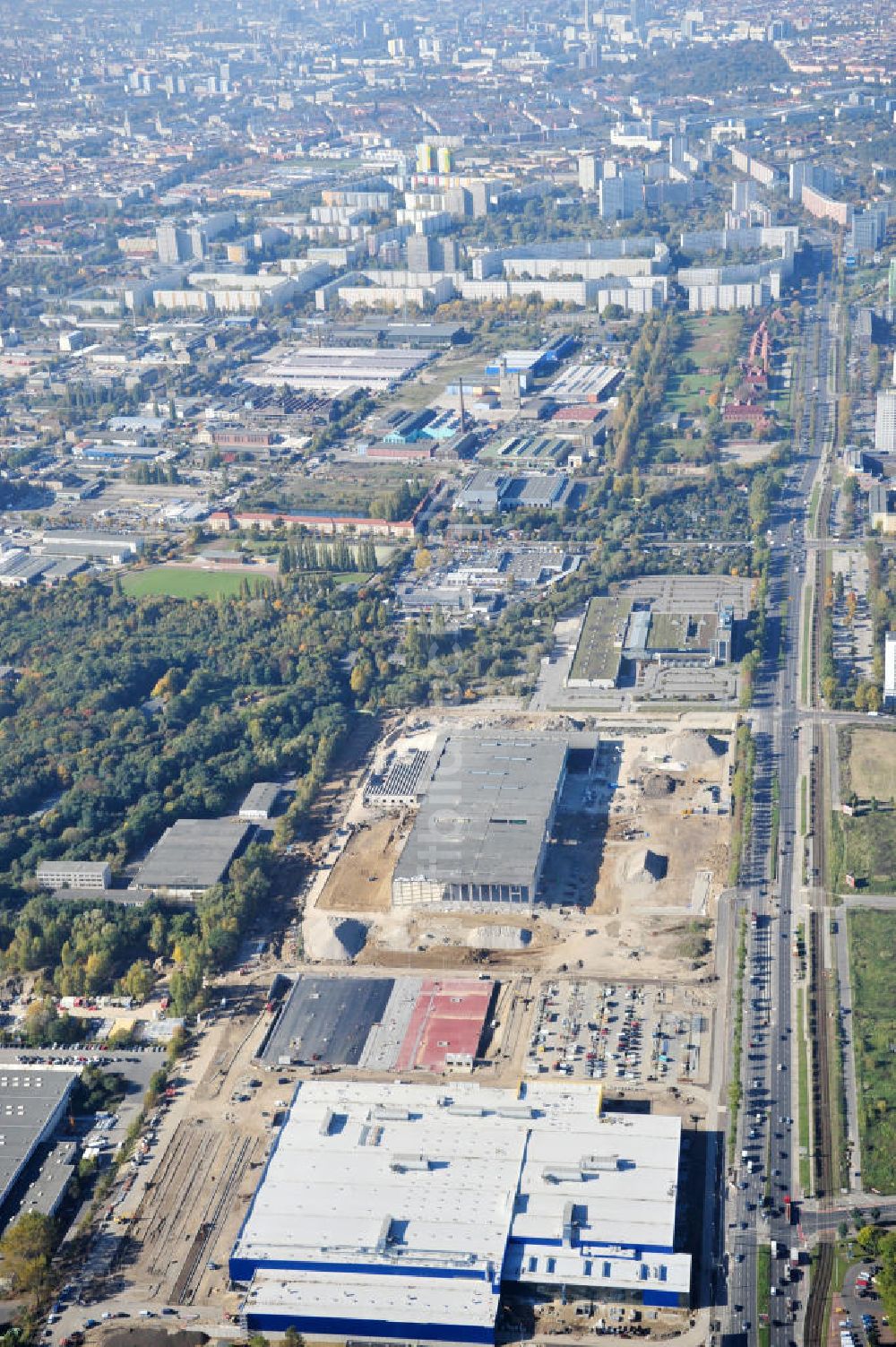 Luftbild Berlin - IKEA-Baustelle Berlin Lichtenberg