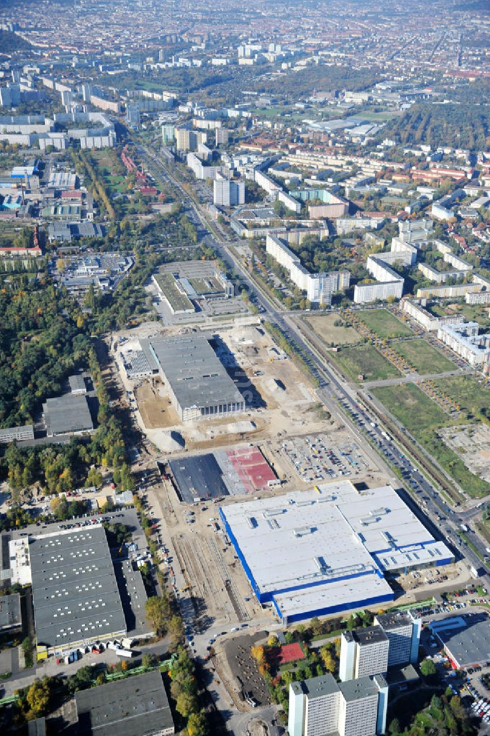 Luftbild Berlin - IKEA-Baustelle Berlin Lichtenberg