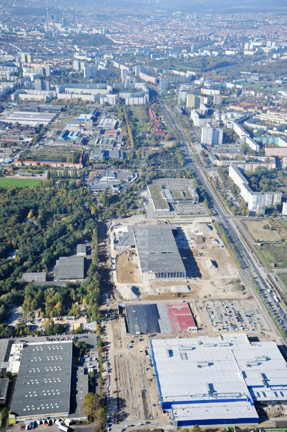 Luftaufnahme Berlin - IKEA-Baustelle Berlin Lichtenberg