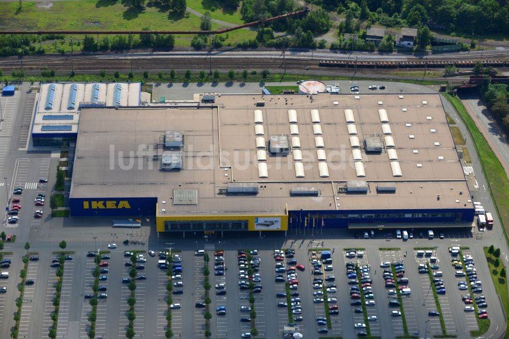 Luftaufnahme Duisburg - IKEA Einrichtungshaus an der Beeker Straße am Autobahnkreuz Duisburg-Nord in Duisburg im Bundesland Nordrhein-Westfalen