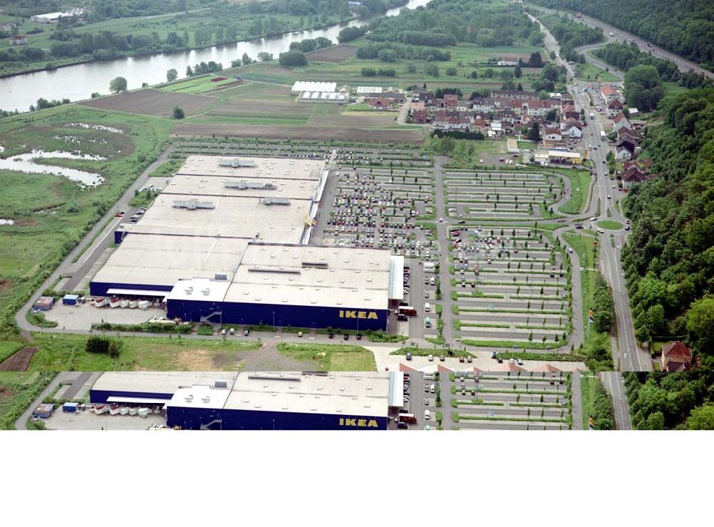 Saarlouis aus der Vogelperspektive: IKEA-Einrichtungshaus und Decathlon- sowie PROMARKT-Mieter in Saarlouis-Liesdorf.