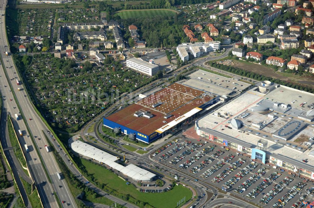 Dresden aus der Vogelperspektive: IKEA - Einrichtungshaus im Elbepark Dresden im Bundesland Sachsen