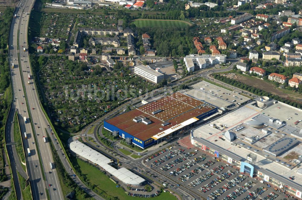 Luftbild Dresden - IKEA - Einrichtungshaus im Elbepark Dresden im Bundesland Sachsen