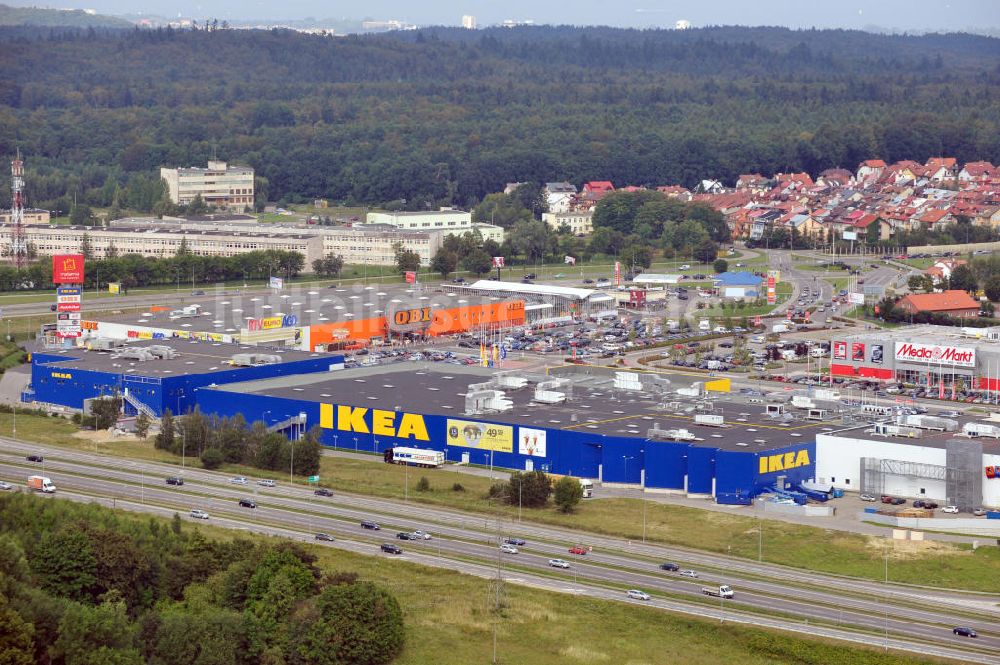 Danzig / Gdansk von oben - IKEA Einrichtungshaus im Gewerbegebiet in Danzig, Polen