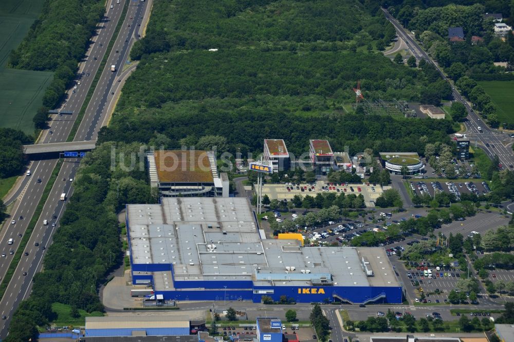 KÖLN von oben - IKEA Einrichtungshaus an der Godorfer Hauptstr. im Stadtteil Godorf von Köln im Bundesland Nordrhein-Westfalen