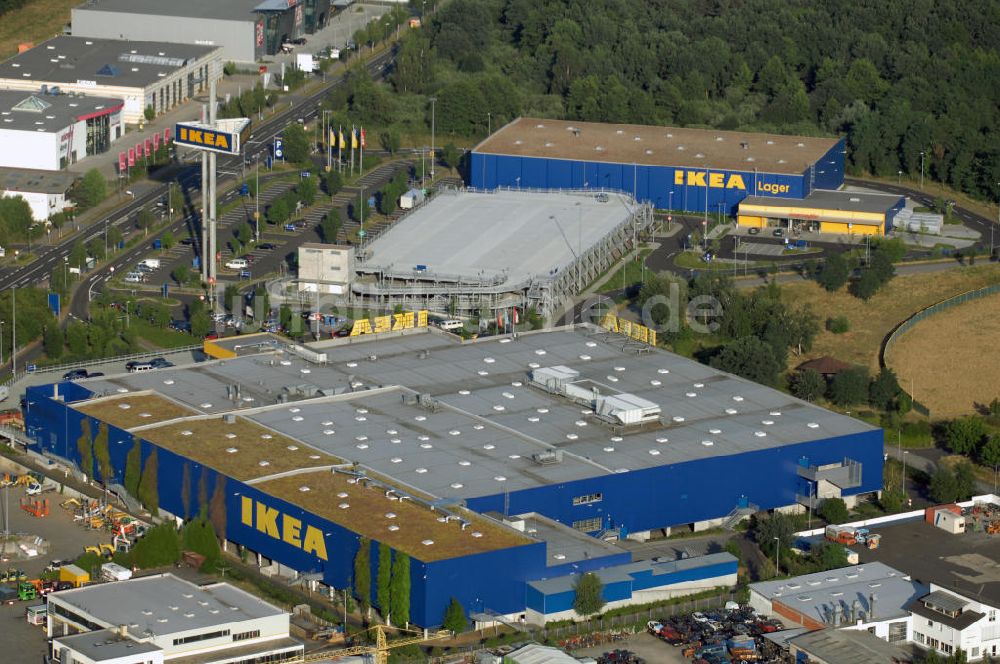 Hanau von oben - IKEA Einrichtungshaus in Hanau