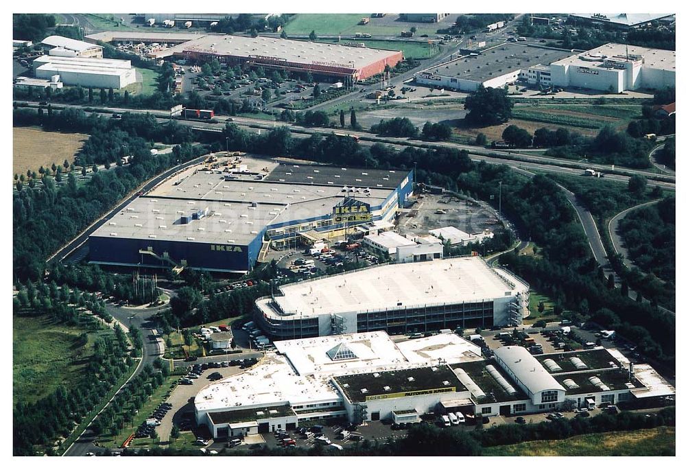 Luftaufnahme Kassel / Hessen - IKEA-Einrichtungshaus Kassel an der Bundesautobahn A49/ Konrad-Zuse Straße/ Heinrich-Herz Straße