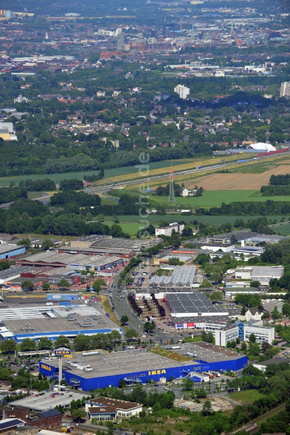 Dortmund von oben - IKEA Einrichtungshaus / Möbelhaus in Dortmund im Bundesland Nordrhein-Westfalen