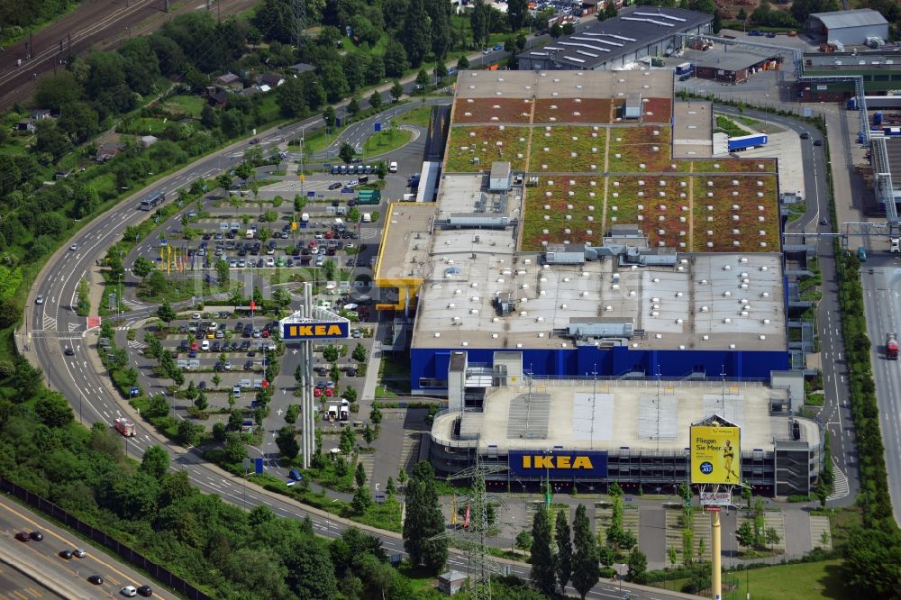 Düsseldorf von oben - IKEA Einrichtungshaus / Möbelhaus in Düsseldorf im Bundesland Nordrhein-Westfalen