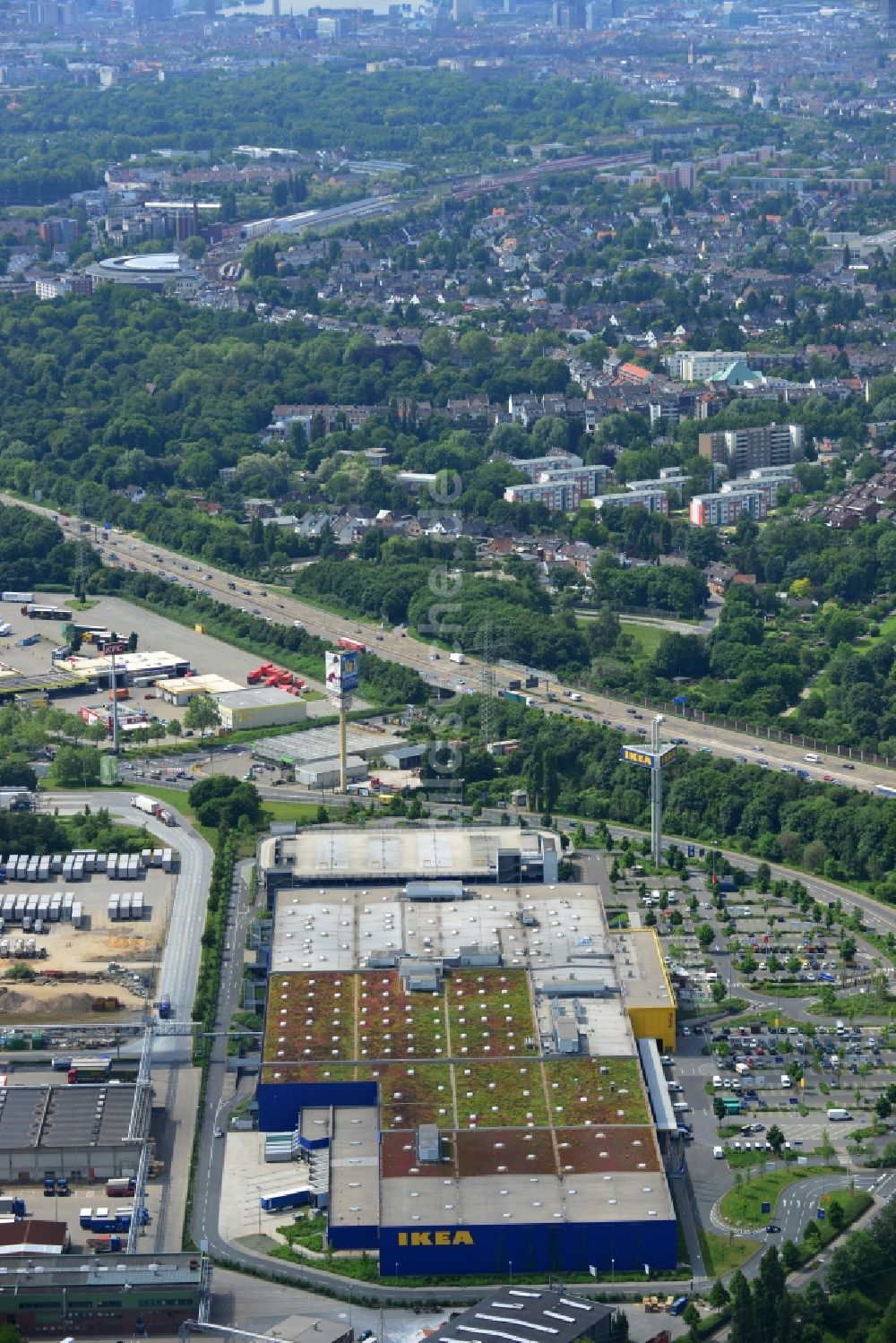 Luftbild Düsseldorf - IKEA Einrichtungshaus / Möbelhaus in Düsseldorf im Bundesland Nordrhein-Westfalen