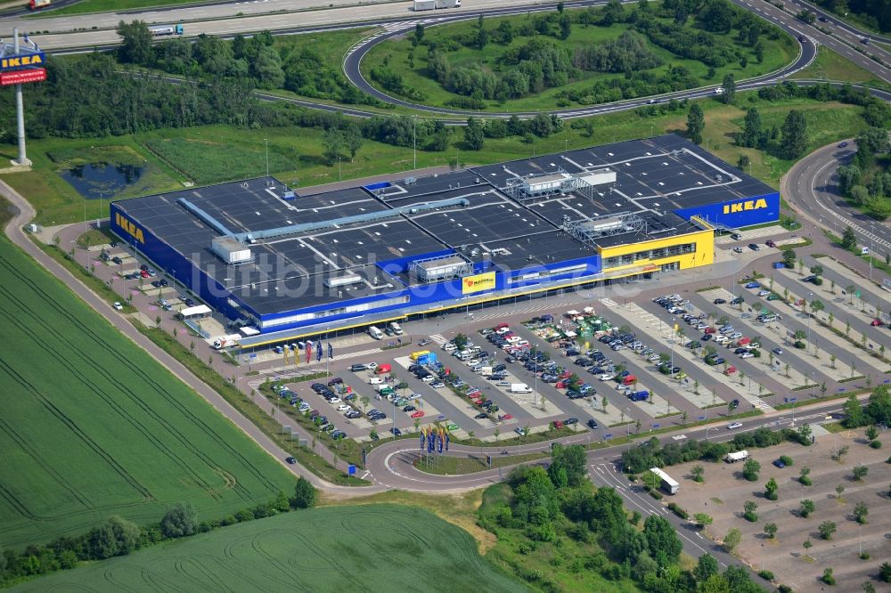 Luftbild Leuna OT Günthersdorf - IKEA Einrichtungshaus / Möbelhaus Leipzig / Halle in Günthersdorf im Bundesland Sachsen-Anhalt