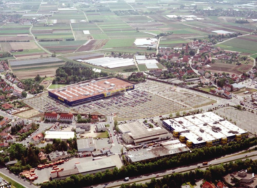 Fürth / Bayern von oben - IKEA-Einrichtungshaus in Nürnberg