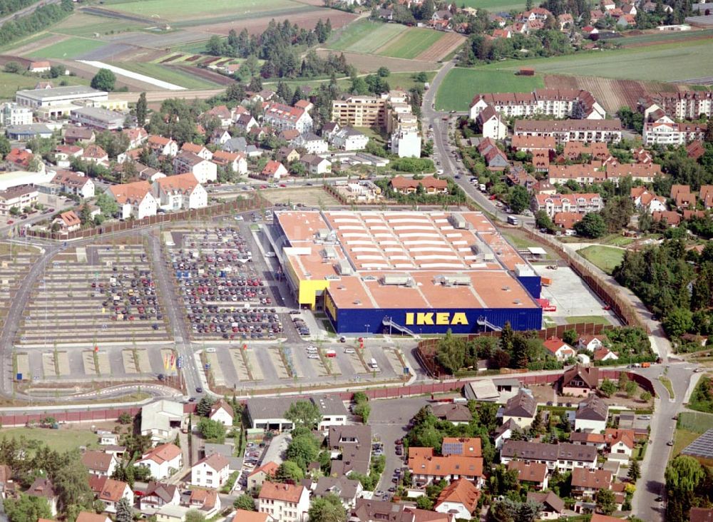 Fürth / Bayern von oben - IKEA-Einrichtungshaus in Nürnberg