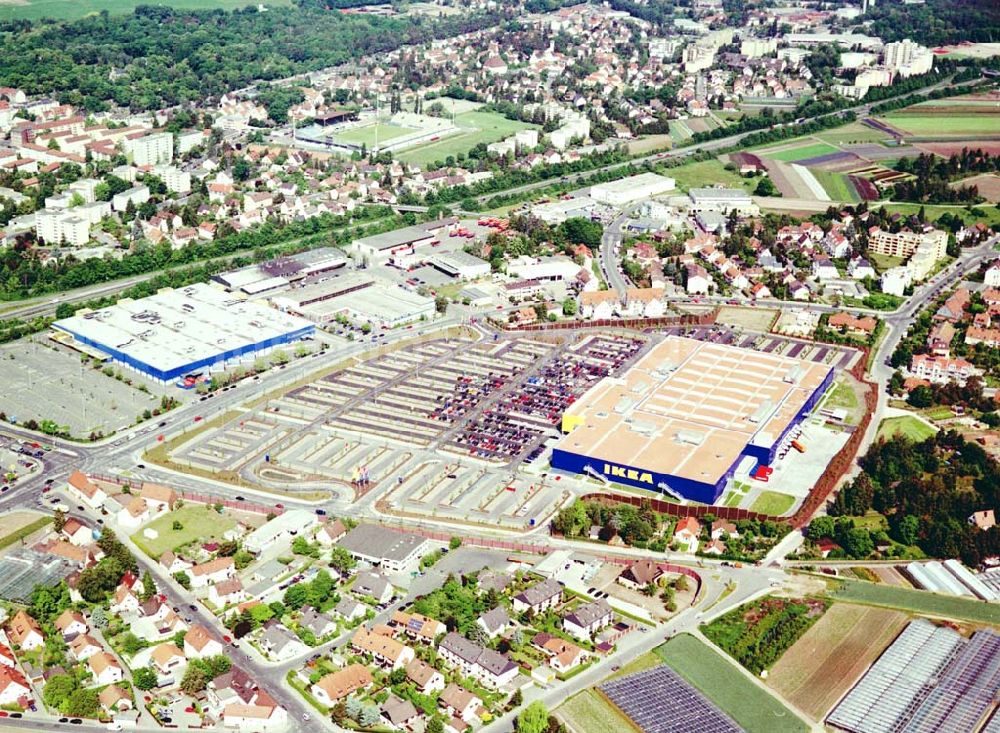 Fürth / Bayern von oben - IKEA-Einrichtungshaus in Nürnberg