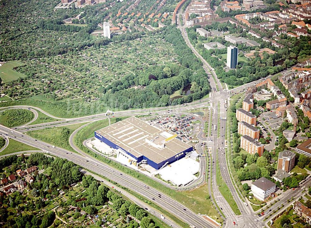 Luftaufnahme Kiel - IKEA-Einrichtungshaus am Westring in Kiel-Hassee.