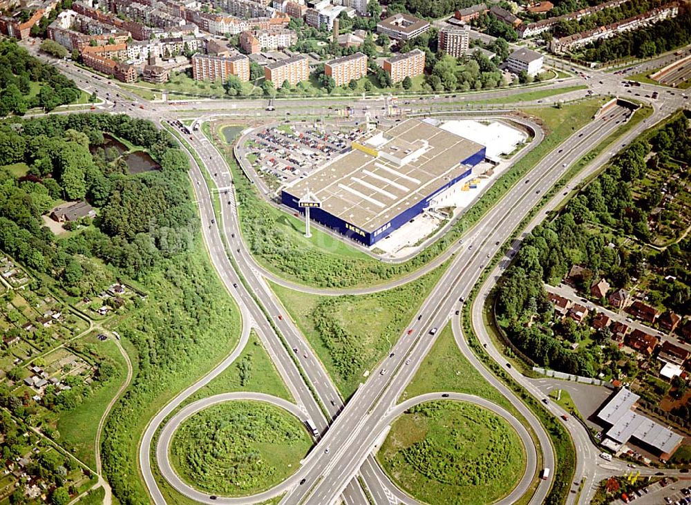 Kiel von oben - IKEA-Einrichtungshaus am Westring in Kiel-Hassee.