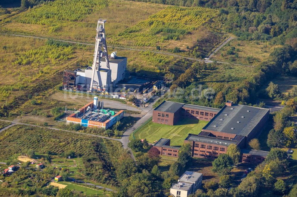 Luftbild Gelsenkirchen - Industrie- Denkmal der technischen Anlagen des Geländes Zeche Hugo Schacht 2 in Gelsenkirchen im Bundesland Nordrhein-Westfalen, Deutschland