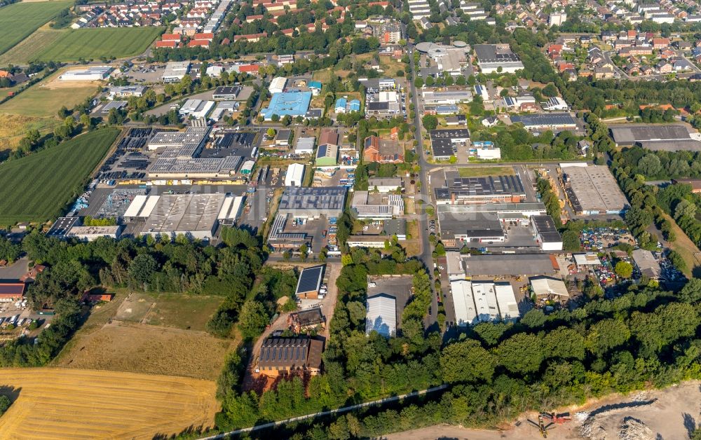 Luftaufnahme Ahlen - Industrie- und Gewerbegebiet in Ahlen im Bundesland Nordrhein-Westfalen, Deutschland