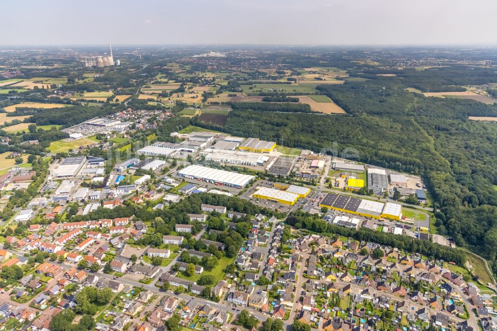 Bergkamen von oben - Industrie- und Gewerbegebiet in Bergkamen im Bundesland Nordrhein-Westfalen, Deutschland