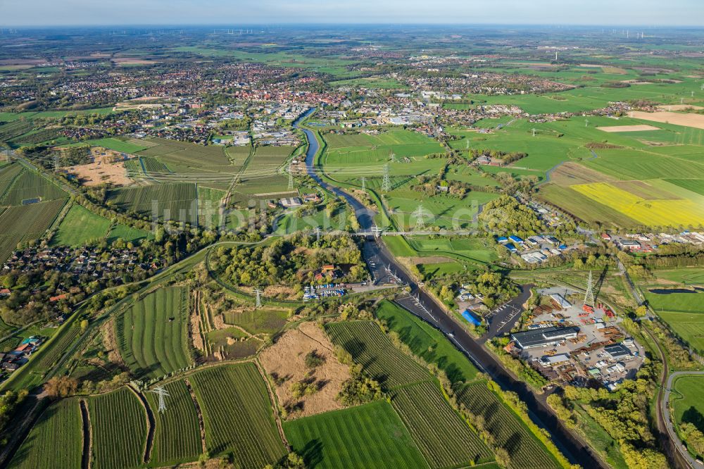 Luftbild Stade - Industrie- und Gewerbegebiet Brunshausen in Stade im Bundesland Niedersachsen, Deutschland