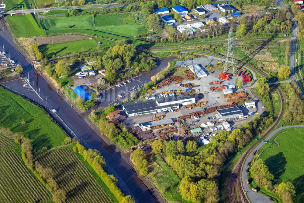 Luftaufnahme Stade - Industrie- und Gewerbegebiet Brunshausen in Stade im Bundesland Niedersachsen, Deutschland