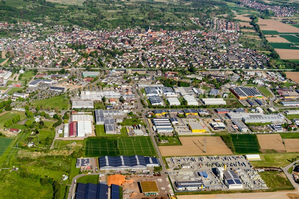 Luftbild Herbolzheim - Industrie- und Gewerbegebiet an der Bundestrasse 3 in Herbolzheim im Bundesland Baden-Württemberg