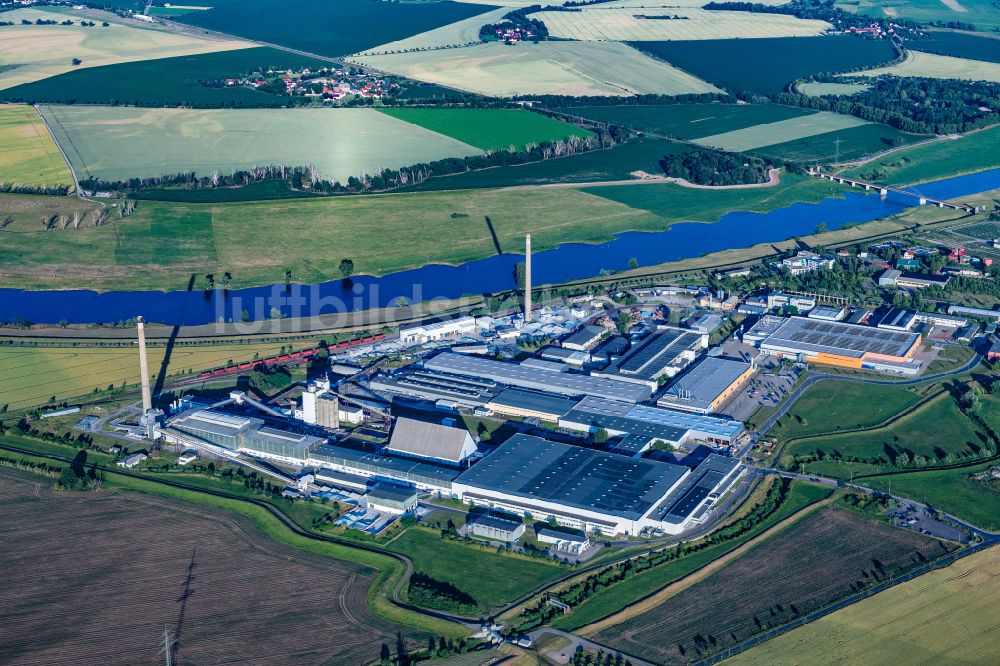 Luftbild Torgau - Industrie- und Gewerbegebiet an der Elbe in Torgau im Bundesland Sachsen, Deutschland