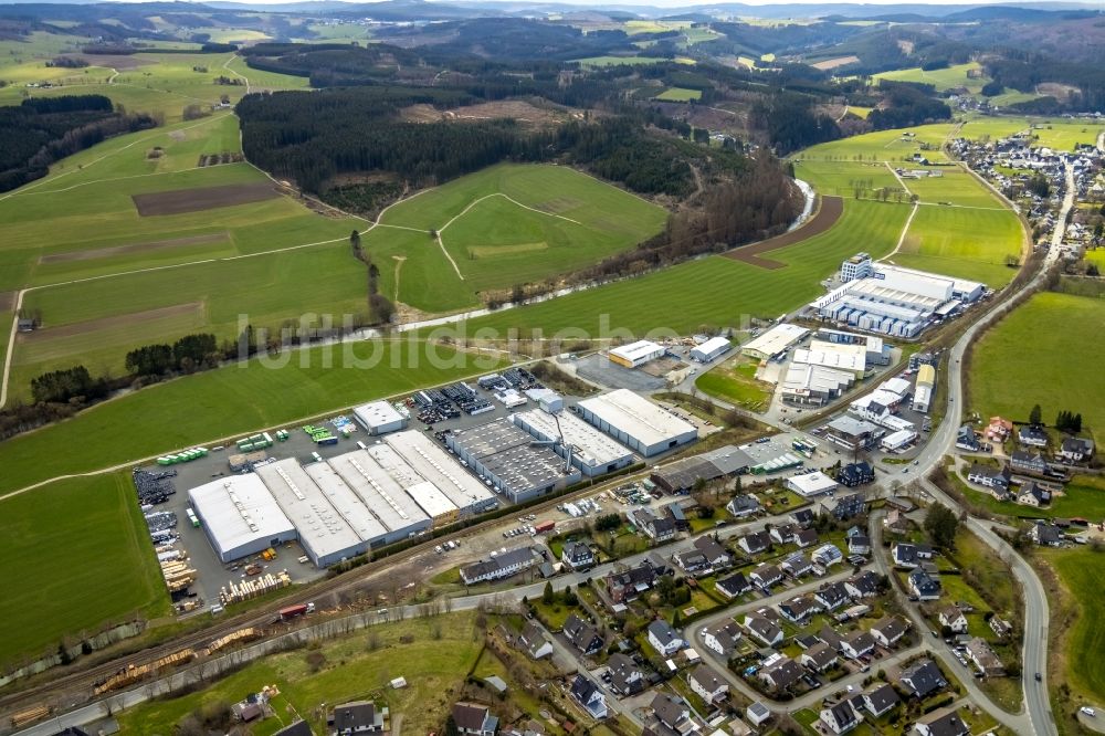 Am Stöppelsweg von oben - Industrie- und Gewerbegebiet entlang der Industriestraße in Am Stöppelsweg im Bundesland Nordrhein-Westfalen, Deutschland