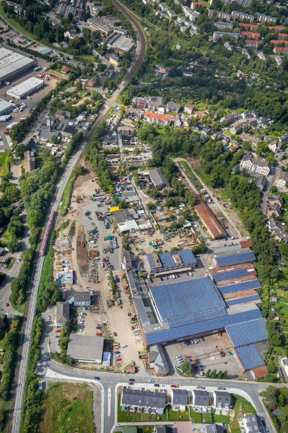 Luftaufnahme Essen - Industrie- und Gewerbegebiet in Essen im Bundesland Nordrhein-Westfalen - NRW, Deutschland